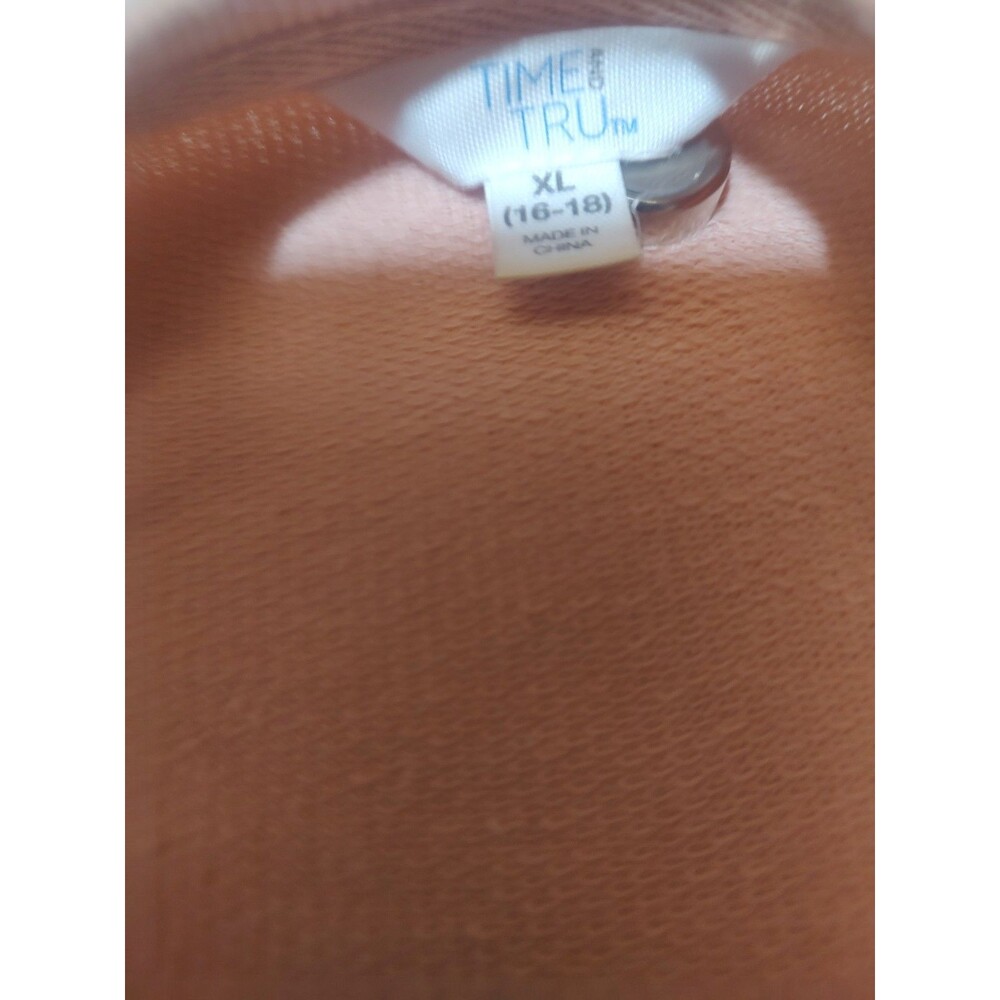 Time And Tru Sweater Womens XL pink Crewneck Ruffle Sleeve Cotton Pullover - Picture 2 of 5